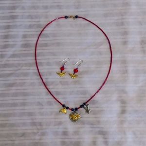 Dc's Wonder Woman Logo Earrings & Necklace Set